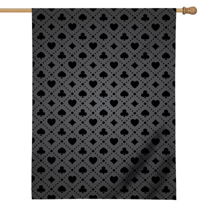 Black And Grey Playing Card Suits Print House Flag