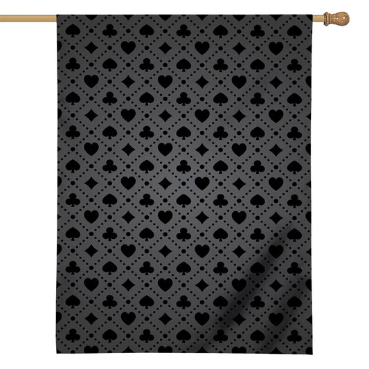 Black And Grey Playing Card Suits Print House Flag