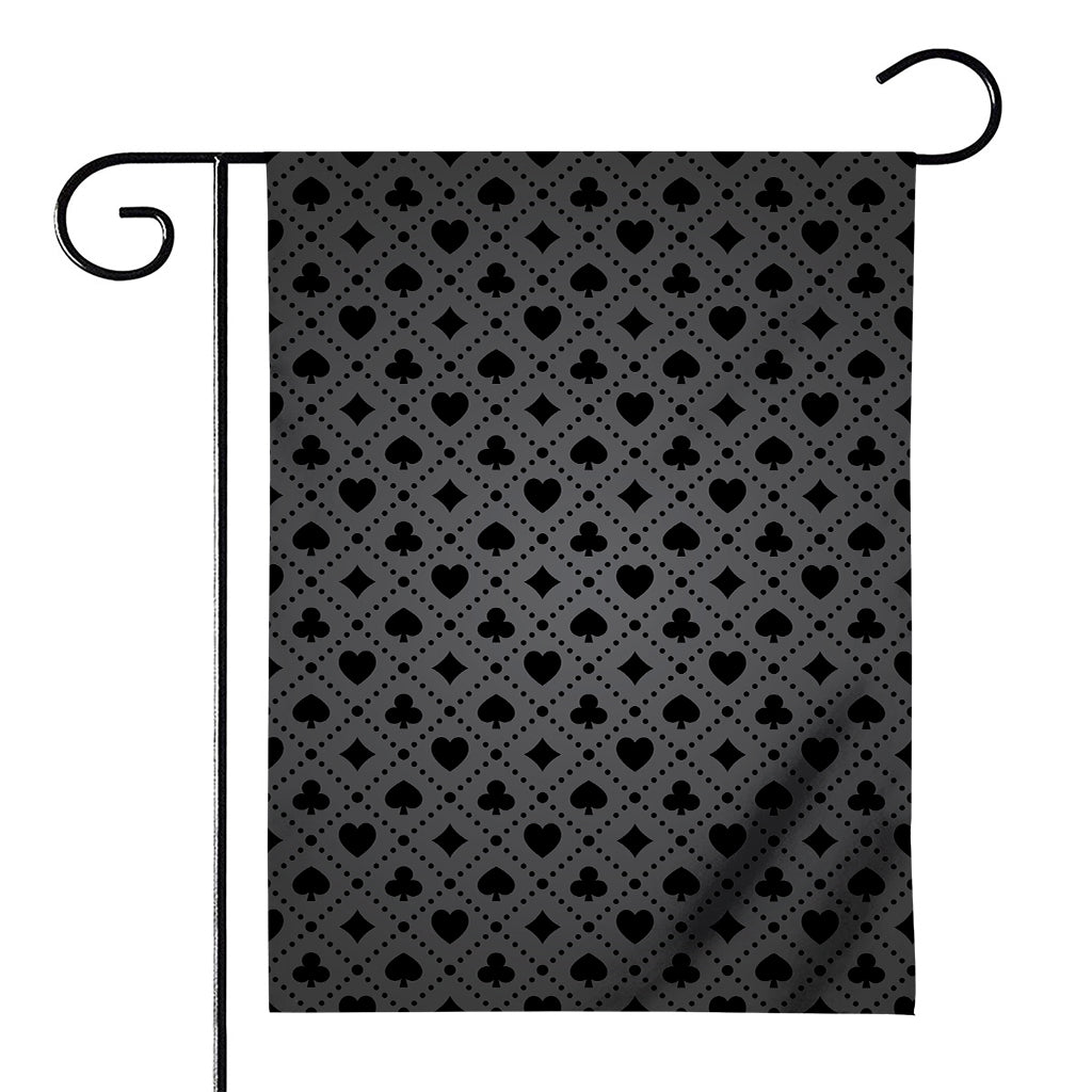 Black And Grey Playing Card Suits Print House Flag