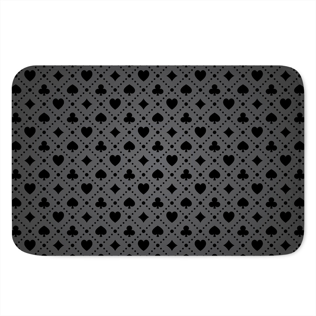 Black And Grey Playing Card Suits Print Indoor Door Mat