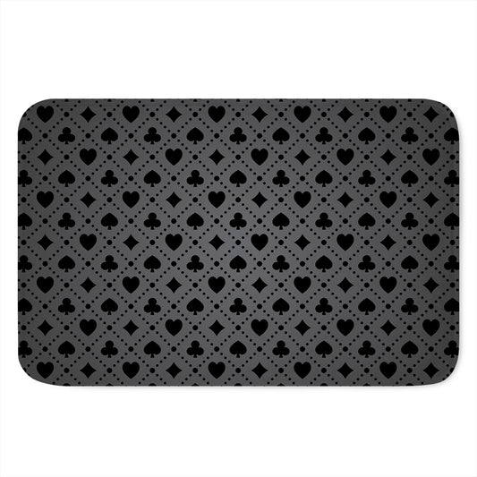 Black And Grey Playing Card Suits Print Indoor Door Mat