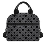 Black And Grey Playing Card Suits Print Insulated Lunch Bag