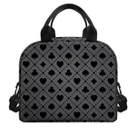 Black And Grey Playing Card Suits Print Insulated Lunch Bag
