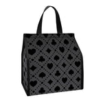 Black And Grey Playing Card Suits Print Insulated Lunch Tote