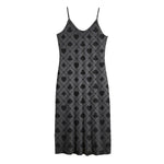 Black And Grey Playing Card Suits Print Jersey Midi Cami Dress