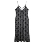 Black And Grey Playing Card Suits Print Jersey Midi Cami Dress