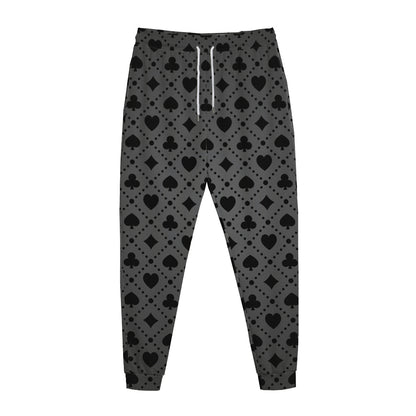 Black And Grey Playing Card Suits Print Jogger Pants