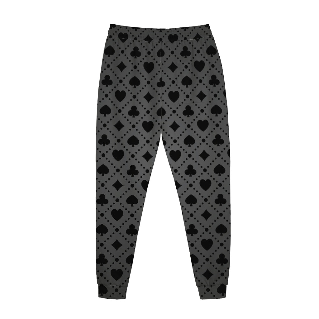 Black And Grey Playing Card Suits Print Jogger Pants