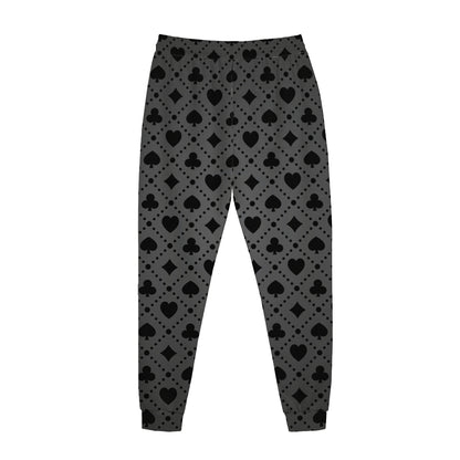 Black And Grey Playing Card Suits Print Jogger Pants