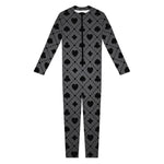 Black And Grey Playing Card Suits Print Jumpsuit