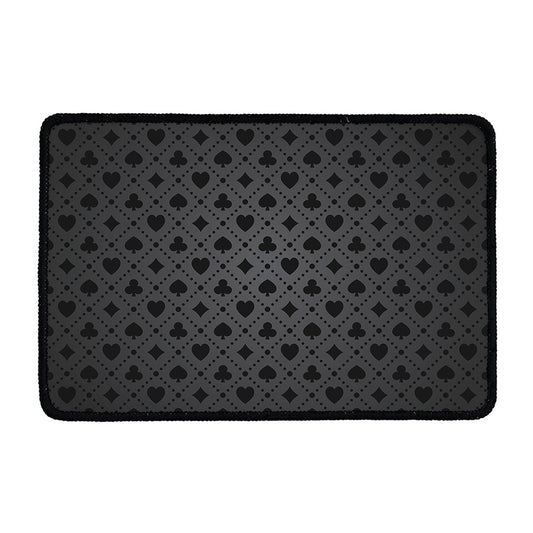 Black And Grey Playing Card Suits Print Kitchen Mat