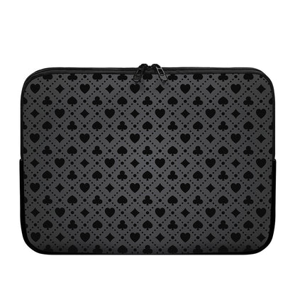 Black And Grey Playing Card Suits Print Laptop Sleeve