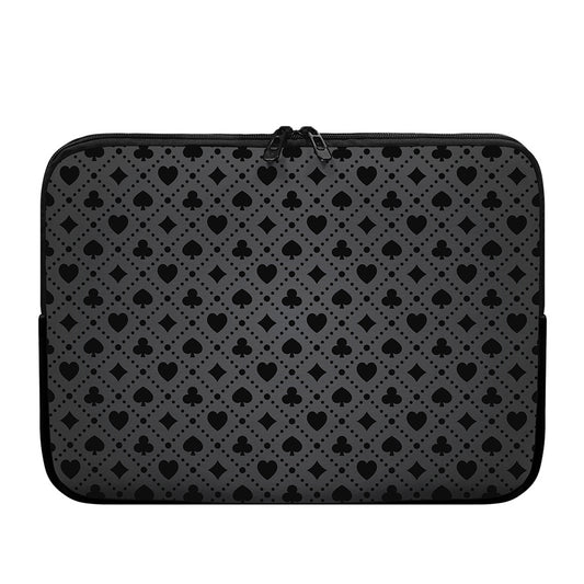 Black And Grey Playing Card Suits Print Laptop Sleeve