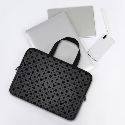 Black And Grey Playing Card Suits Print Laptop Sleeve With Handle