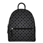Black And Grey Playing Card Suits Print Leather Backpack