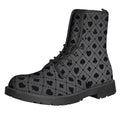Black And Grey Playing Card Suits Print Lace-Up Boots