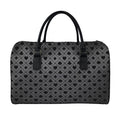 Black And Grey Playing Card Suits Print Leather Duffel Bag