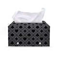 Black And Grey Playing Card Suits Print Leather Tissue Box Cover