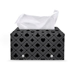 Black And Grey Playing Card Suits Print Leather Tissue Box Cover