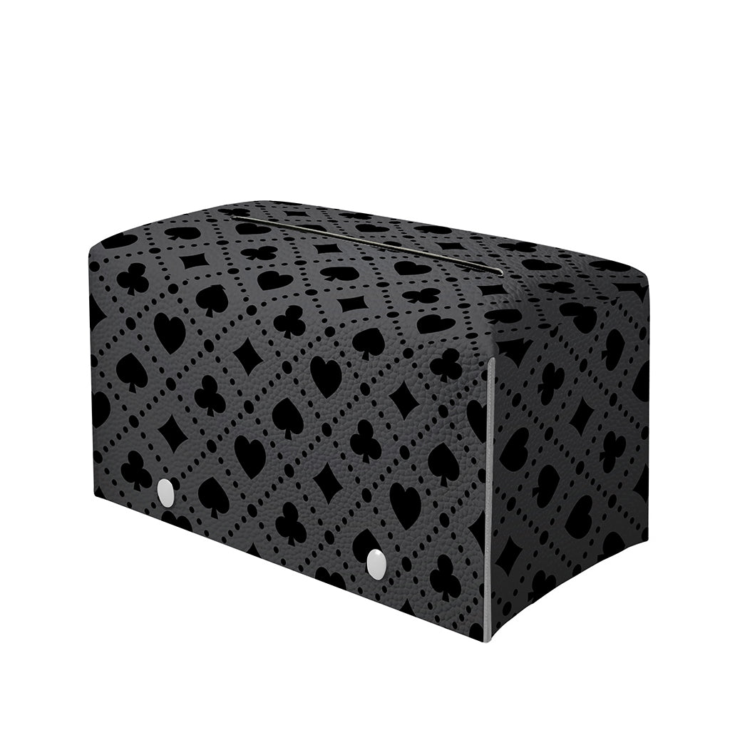 Black And Grey Playing Card Suits Print Leather Tissue Box Cover