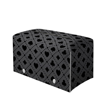 Black And Grey Playing Card Suits Print Leather Tissue Box Cover
