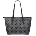 Black And Grey Playing Card Suits Print Leather Tote Bag With Zipper