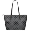 Black And Grey Playing Card Suits Print Leather Tote Bag