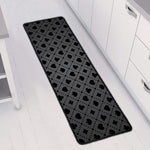 Black And Grey Playing Card Suits Print Long Kitchen Mat