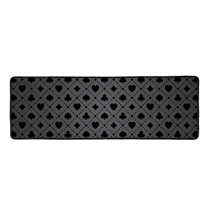 Black And Grey Playing Card Suits Print Long Kitchen Mat