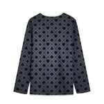 Black And Grey Playing Card Suits Print Long Sleeve Short Coat