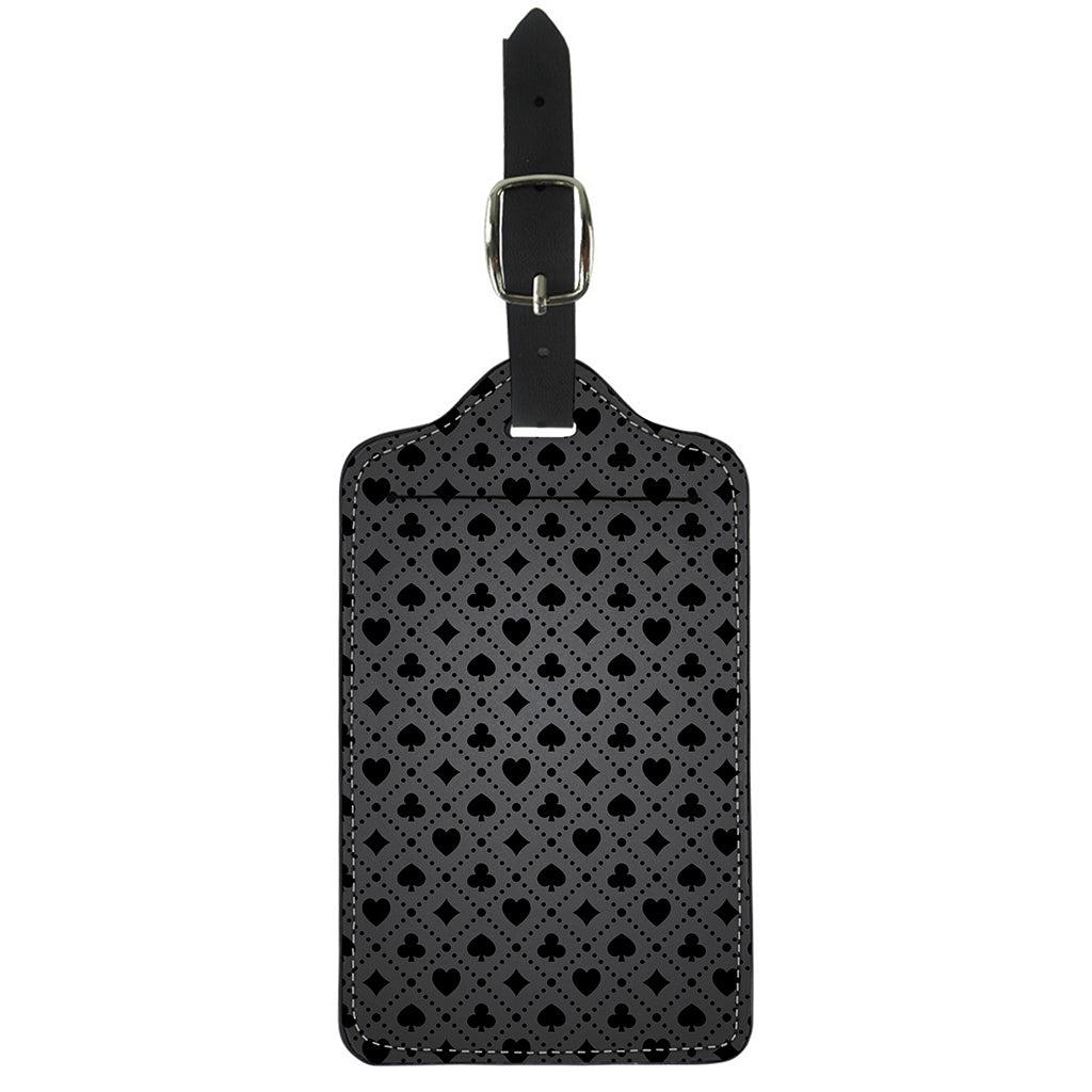 Black And Grey Playing Card Suits Print Luggage Tag
