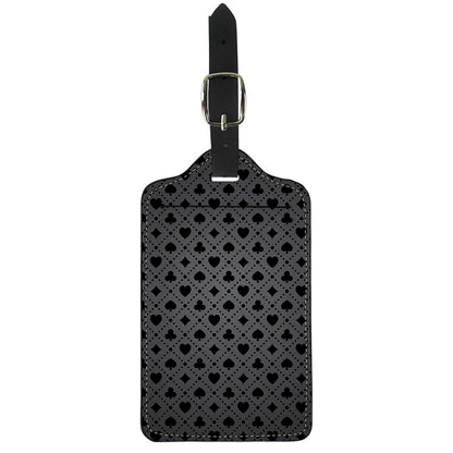 Black And Grey Playing Card Suits Print Luggage Tag