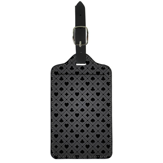 Black And Grey Playing Card Suits Print Luggage Tag