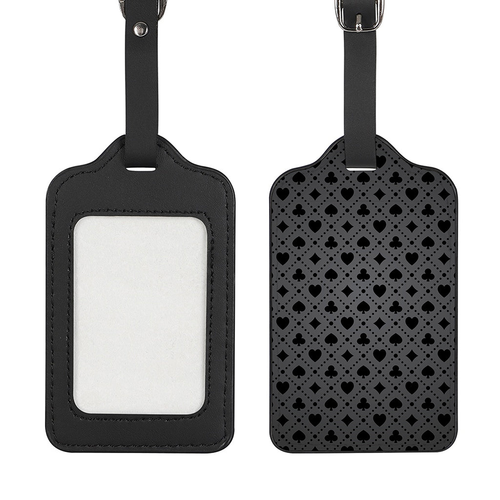 Black And Grey Playing Card Suits Print Luggage Tag