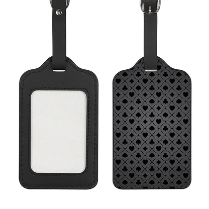 Black And Grey Playing Card Suits Print Luggage Tag