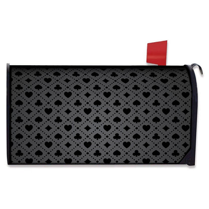 Black And Grey Playing Card Suits Print Mailbox Cover
