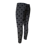 Black And Grey Playing Card Suits Print Men's Compression Pants