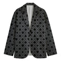 Black And Grey Playing Card Suits Print Men's Cotton Blazer
