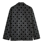 Black And Grey Playing Card Suits Print Men's Cotton Blazer
