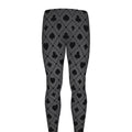 Black And Grey Playing Card Suits Print Men's Leggings