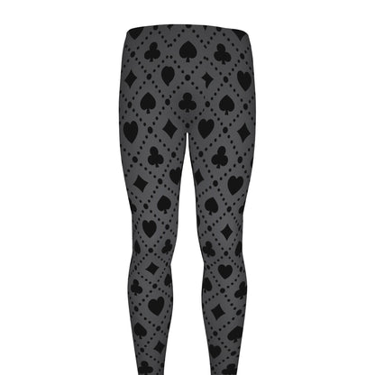 Black And Grey Playing Card Suits Print Men's leggings