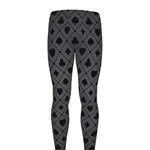 Black And Grey Playing Card Suits Print Men's leggings