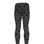 Black And Grey Playing Card Suits Print Men's leggings