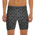 Black And Grey Playing Card Suits Print Men's Long Boxer Briefs