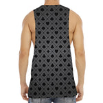 Black And Grey Playing Card Suits Print Men's Muscle Tank Top