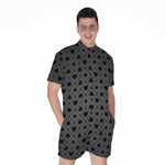 Black And Grey Playing Card Suits Print Men's Rompers