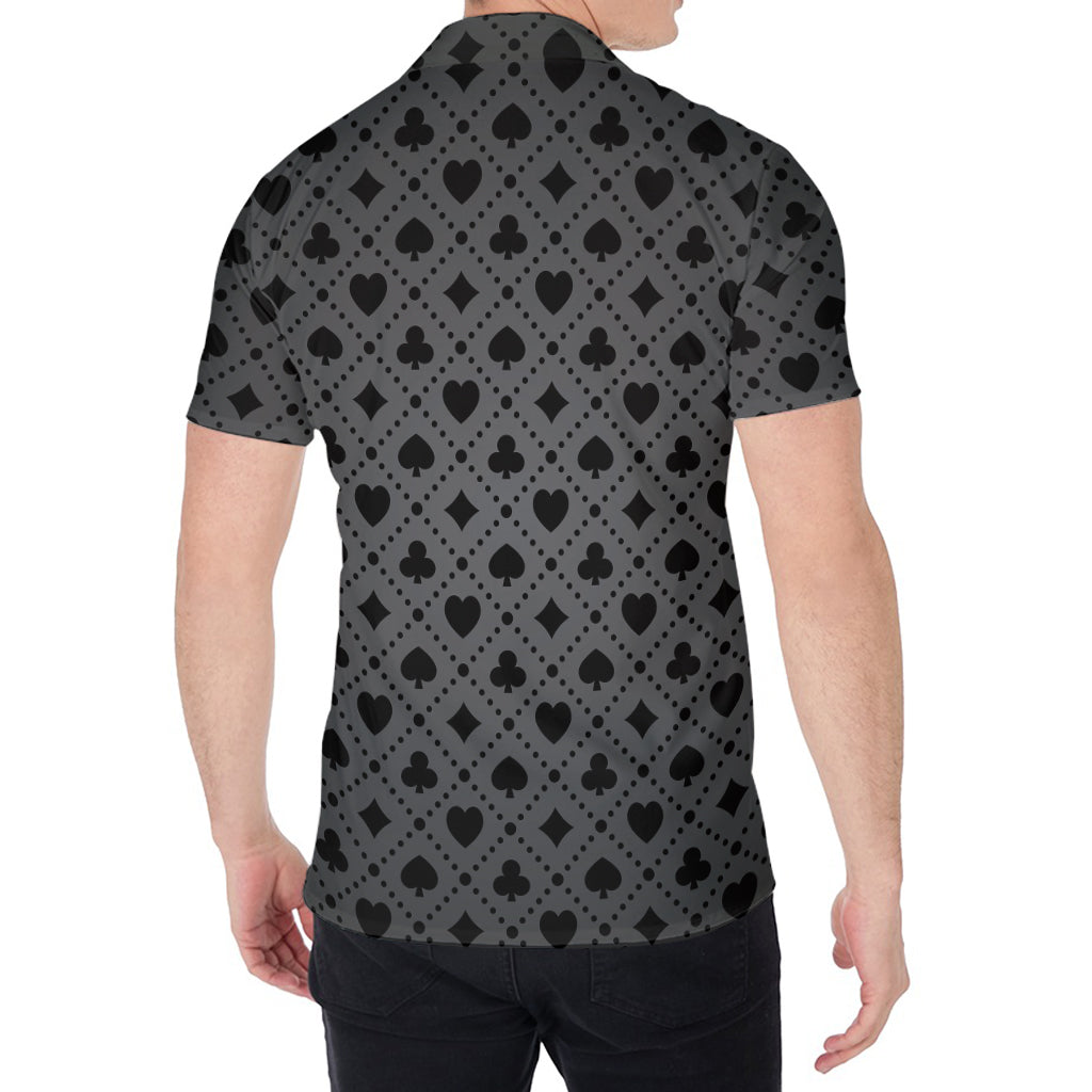 Black And Grey Playing Card Suits Print Men's Shirt