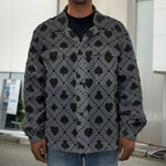 Black And Grey Playing Card Suits Print Men's Shirt Jacket
