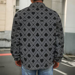 Black And Grey Playing Card Suits Print Men's Shirt Jacket