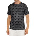 Black And Grey Playing Card Suits Print Men's Short Sleeve Rash Guard